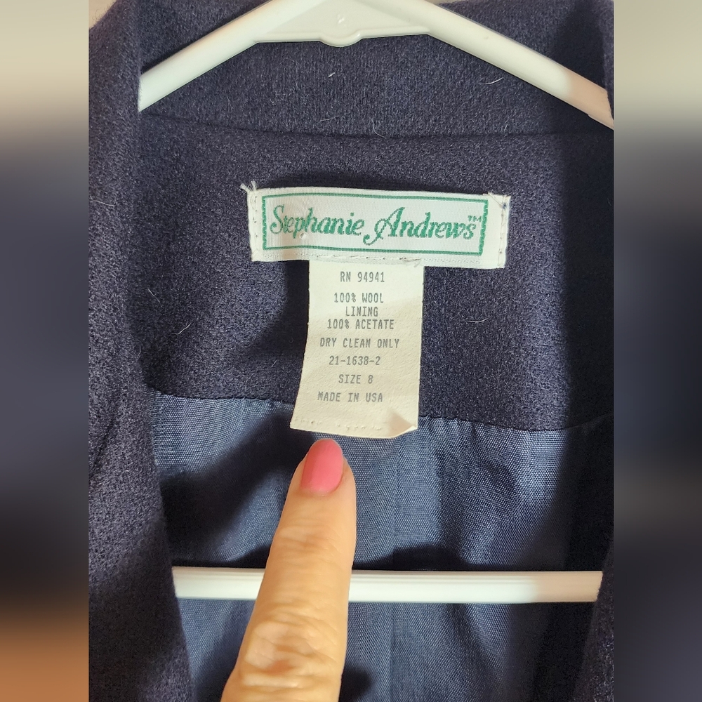 NWT Stephanie Andrews BEAUTIFUL womens 8 blue double breasted 6 button blazer - Picture 3 of 8
